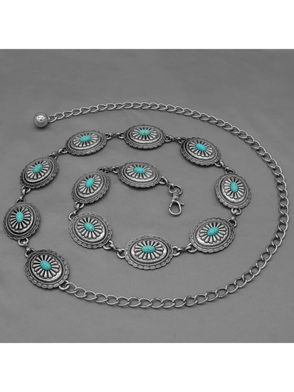 Stylish Western Cowgirl Metal Concho Chain Belt for Women - Trendy Waist